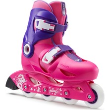 Decathlon Oxelo Pembe / Mor Çocuk Paten - Play 3 - 4 Tekerlekli İnline Patenler ile Güvenli Kayma