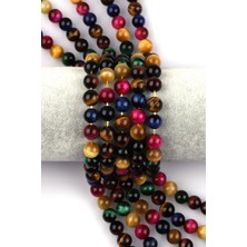 Alibaba Doğaltaş Renkli Kaplan Gözü Doğal Taş Dizi 8 mm Küre Kesi