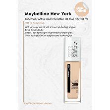 Maybelline New York Super Stay Active Wear Fondöten 03 True Ivory