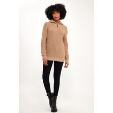 Alexander Gardi Fermuarlı Balıkçı Yaka Bej Salaş Kazak (E22-18121)