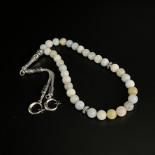 Yıldız Doğal Taş Helkum Helidor-Akuamarin-Morganit 8 mm 33'lük Doğal Taş Tesbih