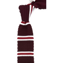 Kravatkolik Bordo - Kırmızı Çizgili Örgü Kravat ÖR8371