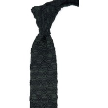 Kravatkolik Siyah - Yeşil Motif Desen Örgü Kravat ÖR8360