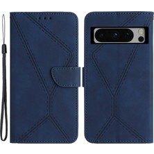 Xshop Google Pixel 8 Pro Pu Deri Telefon Kılıfı Cilt Dokunma Baskılı Çizgi Cüzdan Stand Kapağı (Yurt Dışından)