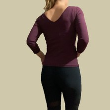Hidden Beauty Yoga/fitnes Tişört 3/4 Kol Ön Arka V Yaka Yumuşak Pamuk Kumaş