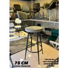 TheSandalyeShop Yeni Mila Tasarım Bar Sandalyesi 75 cm Gri Babyface KUMAŞ.100 ile 115 cm Arası Ada&masalara Uyumlu.