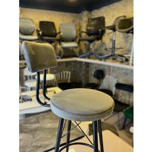 TheSandalyeShop Yeni Mila Tasarım Bar Sandalyesi 75 cm Gri Babyface KUMAŞ.100 ile 115 cm Arası Ada&masalara Uyumlu.