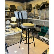 TheSandalyeShop Yeni Mila Tasarım Bar Sandalyesi 75 cm Gri Babyface KUMAŞ.100 ile 115 cm Arası Ada&masalara Uyumlu.