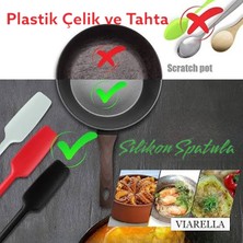 Viarella Silikon Spatula Seti 3lü Büyük Boy Yanmaz Çizmez Turkuaz