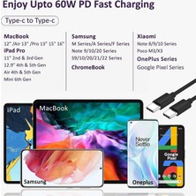 Hubify APPLE iPAD, MACBOOK, iMAC, MAC Mini uyumlu USB-C Şarj ve Veri Aktarım Kablosu. 1 M Siyah