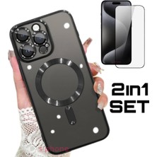 Gritty Apple iPhone 15 Pro Max Kılıf Magsafe Manyetik Şarjlı + Nano Seramik Koruyucu Set