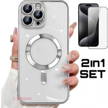 Gritty Apple iPhone 15 Pro Max Kılıf Magsafe Manyetik Şarjlı + Nano Seramik Koruyucu Set