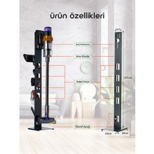 Stark Dyson Uyumlu Beyaz Dikey Süpürge Standı Kare Taban