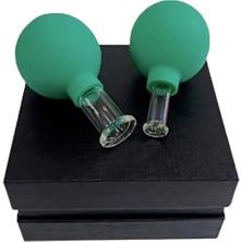 Naturachi Silikon Vakumlu Cam Yüz Masaj Kupası 2'li Set Yeşil Renk