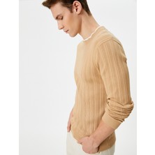 Koton Slim Fit Kazak Triko Dokulu Yaka Detaylı Uzun Kollu