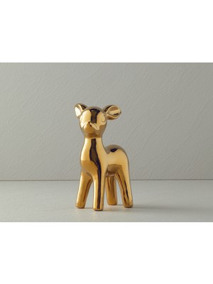 English Home Yılbaşı Merry Deer Seramik Biblo Gold