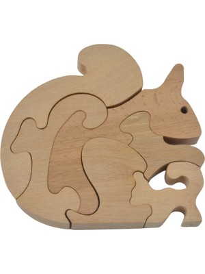 Mobitell Masif Kayın Ağacı Eğitici Ahşap Mimar Sincap Yapboz