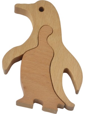 Mobitell Masif Kayın Ağacı Eğitici Boyanabilir Ahşap Penguen Yapboz