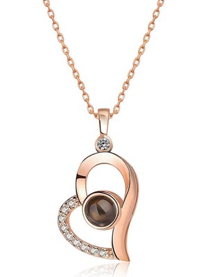 Turtcest  925 Ayar Gümüş 100 Dilde Seni Seviyorum Kalp Kadın Gümüş Kolye