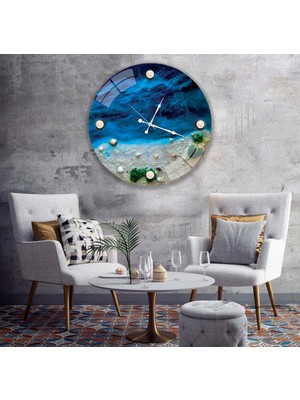 Emya Home Deniz Kabuğu Cam Saat - 60 cm