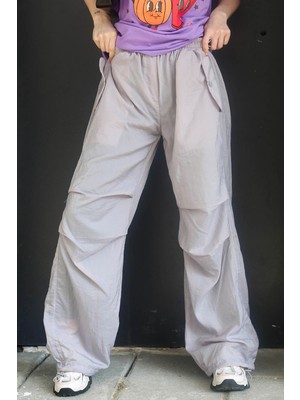 Madmext Boyalı Gri Paraşüt Jogger Kadın Pantolon MG1726