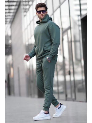 Madmext Haki Yeşil Kapüşonlu Basic Eşofman Takımı 5928