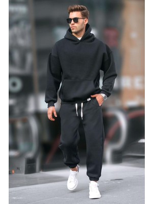 Madmext Siyah Kapşonlu Basic Eşofman Takımı 5925