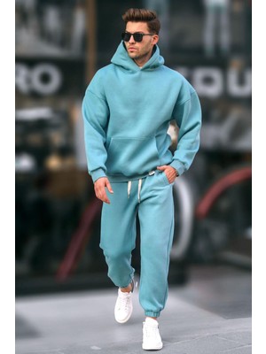 Madmext Açık Mavi Kapşonlu Basic Eşofman Takımı 5925