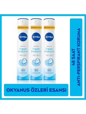 Nıvea Kadın Sprey Deodorant Fresh Natural Ter Kokusuna Karşı 48 Saat Deodorant Koruması 200MLX3ADET