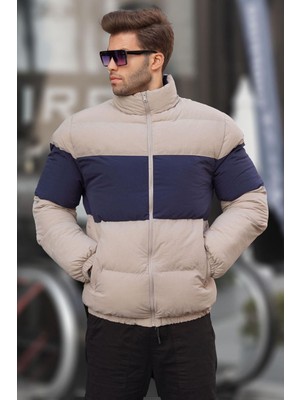 Madmext Taş Rengi Dik Yaka Şişme Mont 6806