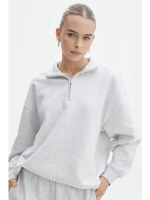 Madmext Grimelanj Fermuar Detaylı Oversize Sweatshirt MG1933