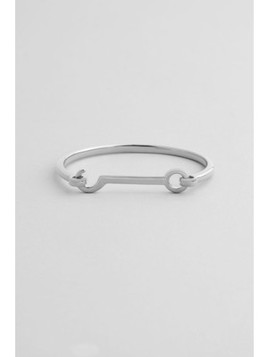 So CHIC Ikonik 18 Ayar Beyaz Altın Kaplama Gümüş Kelepçe Bileklik