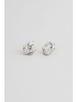 So CHIC Antik Helen 18 Ayar Beyaz Altın Kaplama Gümüş Minimal Küpe