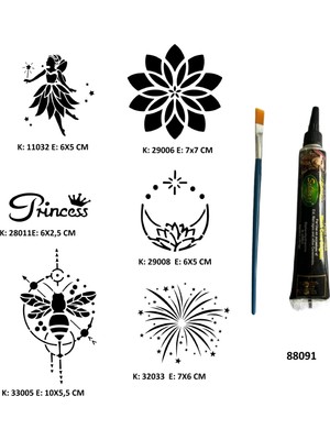 Airbrush Tattoo Mandala ve Peri Hint Kınasıyla Geçici Dövme Yapma Kiti
