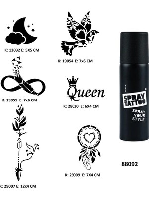 Airbrush Tattoo Düş Kapanı Sonsuzluk Spray Tattoo Geçici Dövme Seti Dark Siyah Sprey