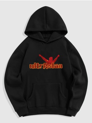 Natch Wear Siyah Ön Ultra Aslan Baskılı Oversize Sweatshirt