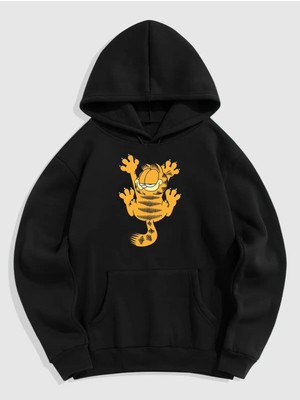 Natch Wear Siyah Ön Garfield Baskılı Oversize Sweatshirt