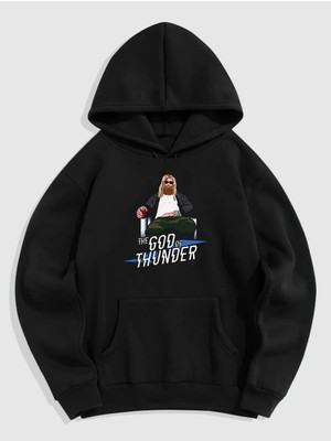 Natch Wear Siyah Ön Thor Baskılı Oversize Sweatshirt