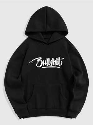 Natch Wear Siyah Ön Bull Shit Baskılı Oversize Sweatshirt