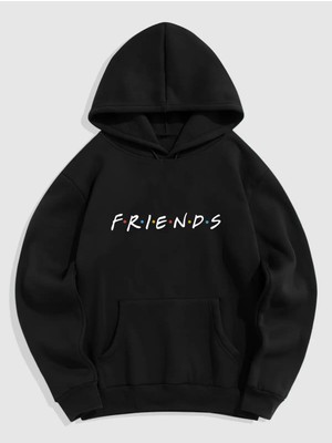 Natch Wear Siyah Ön Friends Baskılı Oversize Sweatshirt