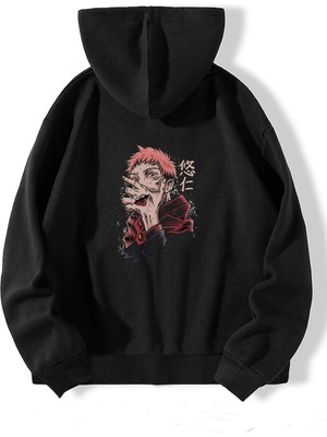 Natch Wear Siyah Sırt Jujutsu Kaisen Anime Baskılı Oversize Sweatshirt