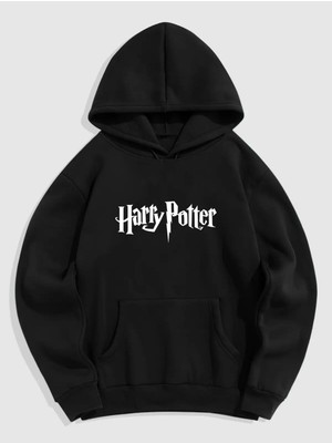 Natch Wear Siyah Ön Harry Potter Baskılı Oversize Sweatshirt