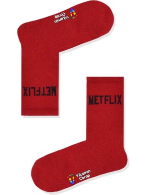 Limmon Store Netflix Kırmızı Atletik Çorap