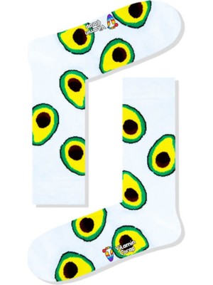 Limmon Store Avokado Beyaz Renkli Çorap