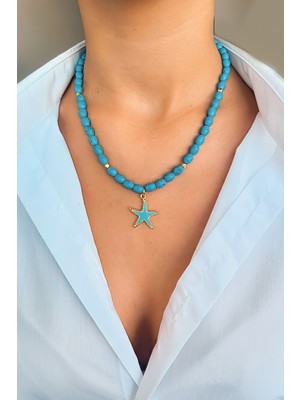 Firuze Taşlı Kolye, Bohem kolye mavi doğal taş, Minimal Kolye ,Turkuaz taşı kolye, Başarı taşı, Enerji taşı kolye