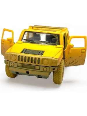 Peda Toy Metal Model Hummer Orjinal Lisanslı Die-Cast Araç 1,36 Çek Bırak Kapı Aç Kapa Hummer H2 Çamurlu