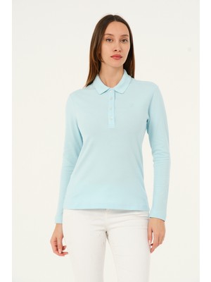 Msw Mswkadın Regular Fit Sky Blue Uzun Kollu Polo