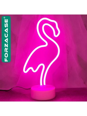 Forzacase Usb’li Flamingo Neon LED Işıklı Masa ve Gece Lambası Dekoratif Aydınlatma - FC247