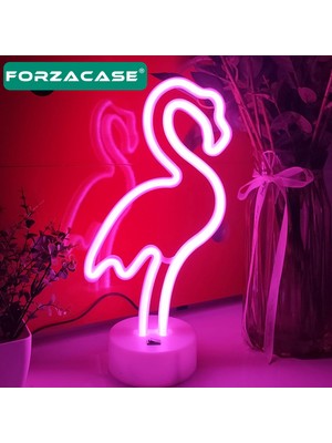 Forzacase Usb’li Flamingo Neon LED Işıklı Masa ve Gece Lambası Dekoratif Aydınlatma - FC247