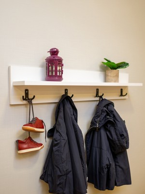 Peka Askılık, Duvar Rafı, Anahtarlık, Elbise Askısı-Beyaz